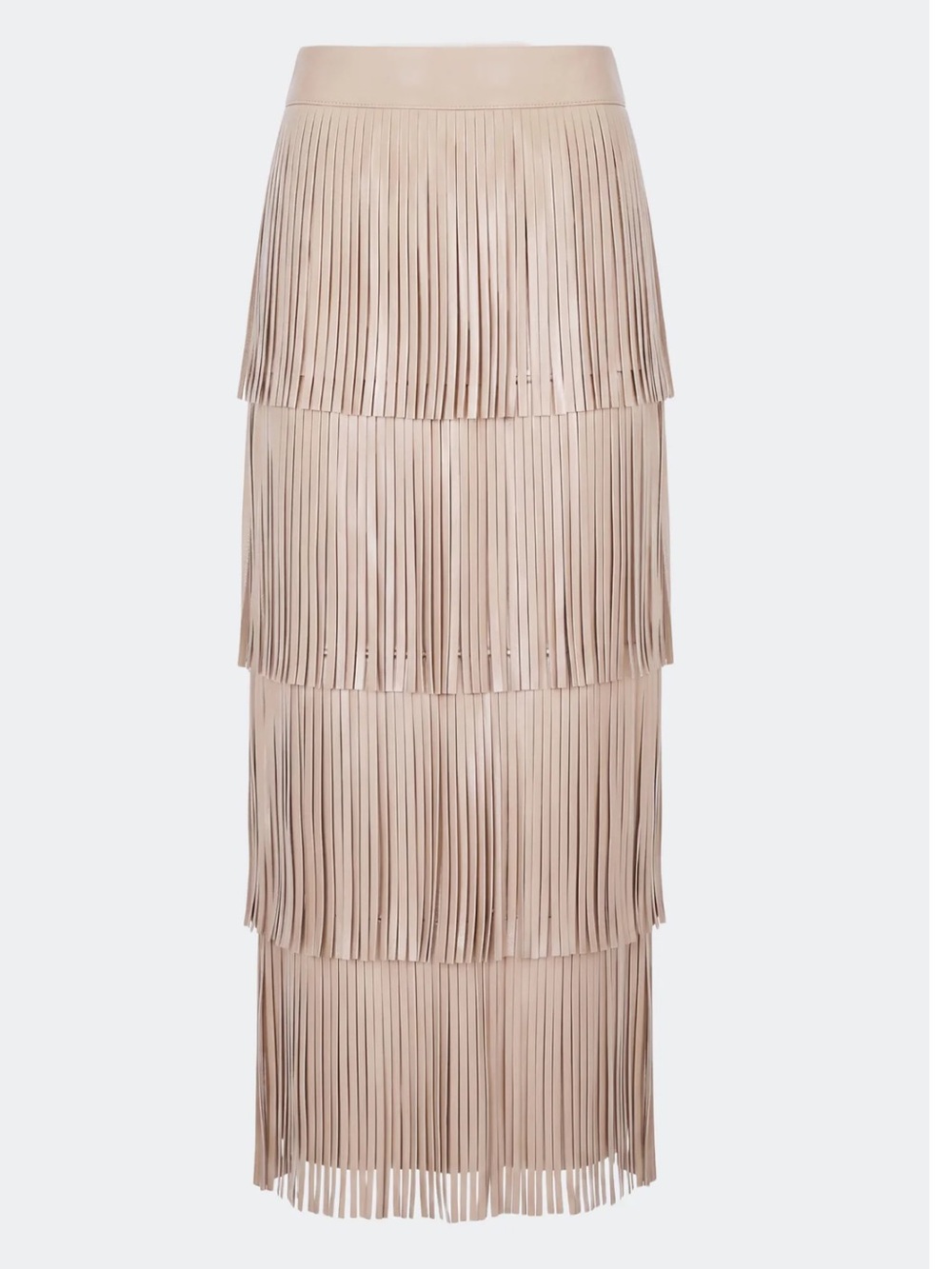 Simon Miller Za Za Vegan Leather Fringe Skirt in Ecru